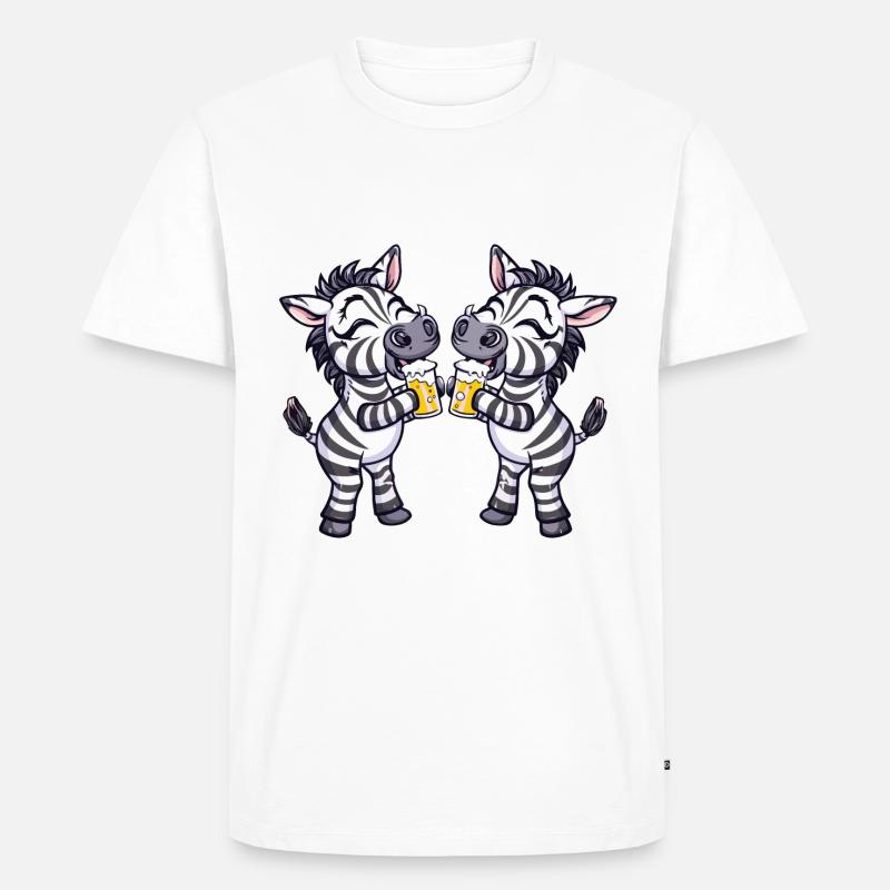 Zebra Comic Bier Lustig Saufen - Männer Premium Bio T-Shirt - Weiß