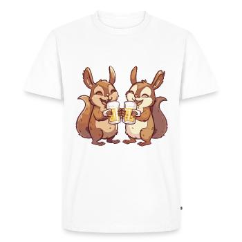 Squirrel Comic Beer Funny Booze - Men's Premium Organic T-Shirt - white - Front - Nico (187cm)