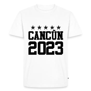 Cancun 2023 - T-shirt Premium bio Homme - blanc - Devant - Nico (187cm)