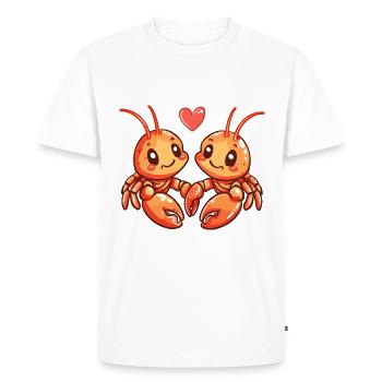 Couple De Homard Amoureux Cancer Animal Saint Valentin - T-shirt Premium bio Homme - blanc - Devant - Nico (187cm)