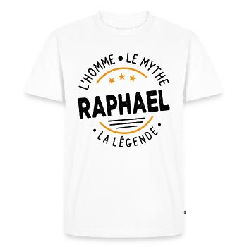 Raphaël L'Homme Le Mythe La Légende - T-shirt Premium bio Homme - blanc - Devant - Nico (187cm)