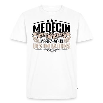 Médecin cadeau Médecin le vrai Médecin - T-shirt Premium bio Homme - blanc - Devant - Nico (187cm)