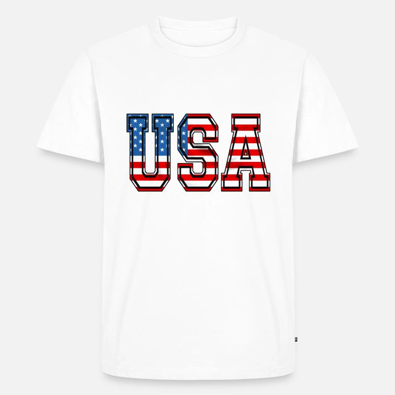 usa 3 - Männer Premium Bio T-Shirt - Weiß