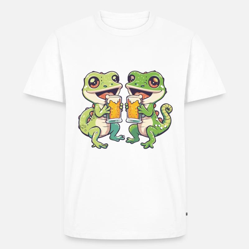 Lizard Comic Beer Party Drinking - Men's Premium Organic T-Shirt - white