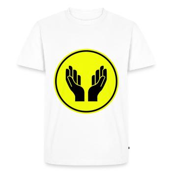 Hands Pray Icon - Men's Premium Organic T-Shirt - white - Front - Nico (187cm)