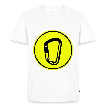 Mousquetons d’équipement d’escalade - T-shirt Premium bio Homme - blanc - Devant - Nico (187cm)