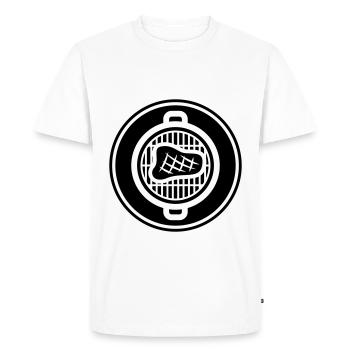 Steak de viande - T-shirt Premium bio Homme - blanc - Devant - Nico (187cm)