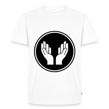hands icon symbol - Men's Premium Organic T-Shirt - white - Front - Nico (187cm)