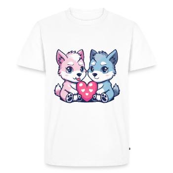 Loup Bande Dessinée Couple Amour - T-shirt Premium bio Homme - blanc - Devant - Nico (187cm)