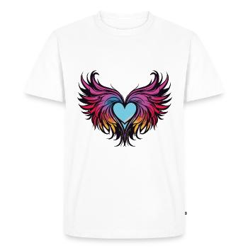 Coeur, Ailes, Ange, Amour - T-shirt Premium bio Homme - blanc - Devant - Nico (187cm)