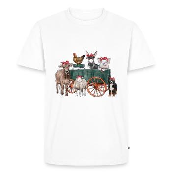 Animaux de ferme Wagon - T-shirt Premium bio Homme - blanc - Devant - Nico (187cm)