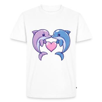 Dolphin Couple In Love Animal Valentine's Day - Men's Premium Organic T-Shirt - white - Front - Nico (187cm)