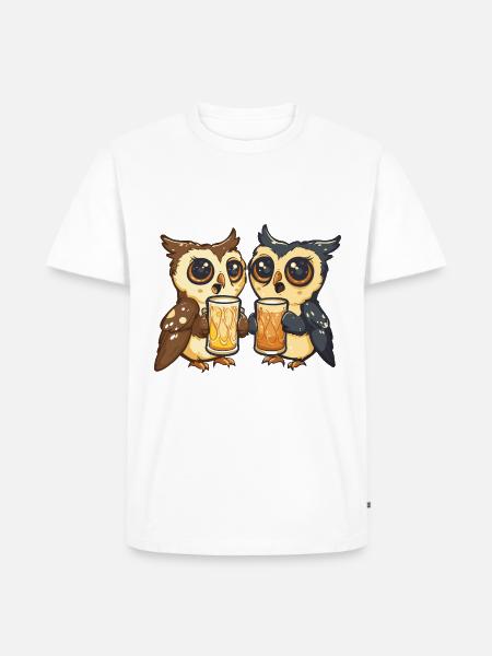 Owl Beer Funny Booze - Men's Premium Organic T-Shirt - white