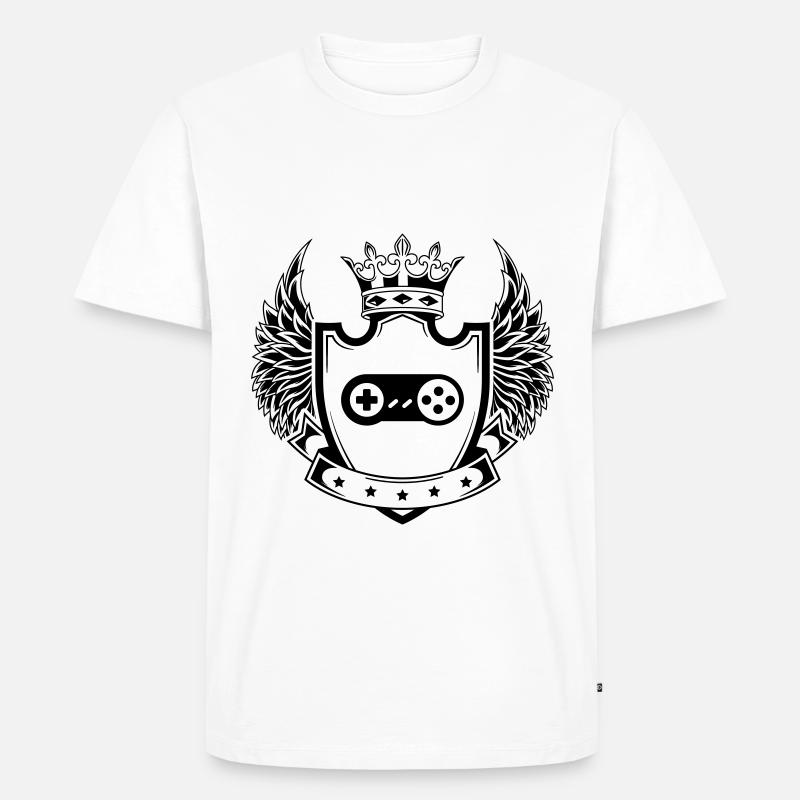 Gamepad Wappen Gamer - Männer Premium Bio T-Shirt - Weiß