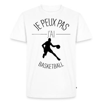Je Peux Pas J'ai basket - J'Peux Pas J'ai basket - T-shirt Premium bio Homme - blanc - Devant - Nico (187cm)