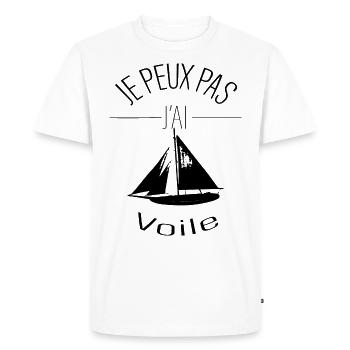 Je peux pas j'ai voile, J'peux pas j'ai voile - T-shirt Premium bio Homme - blanc - Devant - Nico (187cm)