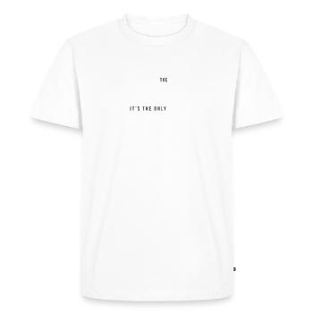 Chemise de chat • Chat ronronnant • Cadeau - T-shirt Premium bio Homme - blanc - Devant - Nico (187cm)
