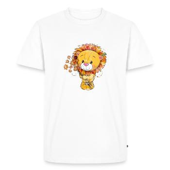 Lion Fleurs Zodiac Animal Enfants Cadeau Mignon - T-shirt Premium bio Homme - blanc - Devant - Nico (187cm)