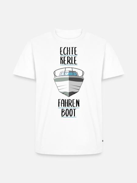 Echte Kerle fahren Boot - Männer Premium Bio T-Shirt - Weiß