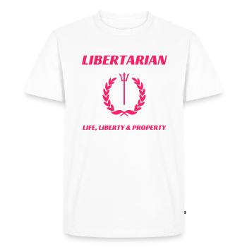 Libertaire Liberté Politique Anarcho Fiscalité Cadeau - T-shirt Premium bio Homme - blanc - Devant - Nico (187cm)
