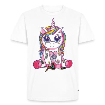 Tatouage Einhorn encré licorne - T-shirt Premium bio Homme - blanc - Devant - Nico (187cm)