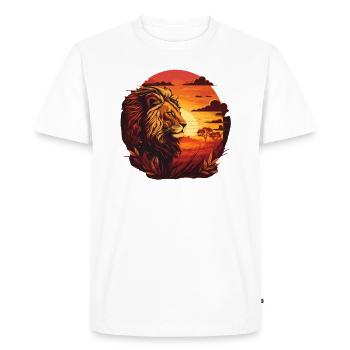 Lion au soleil couchant Serengeti - T-shirt Premium bio Homme - blanc - Devant - Nico (187cm)