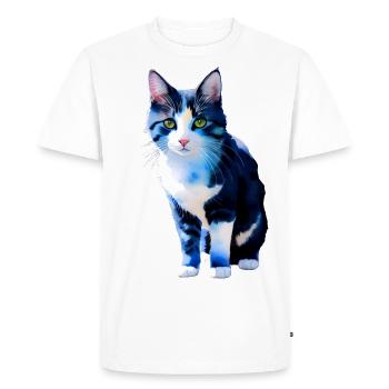 Un chat domestique à poil court attend son propriétaire - T-shirt Premium bio Homme - blanc - Devant - Nico (187cm)