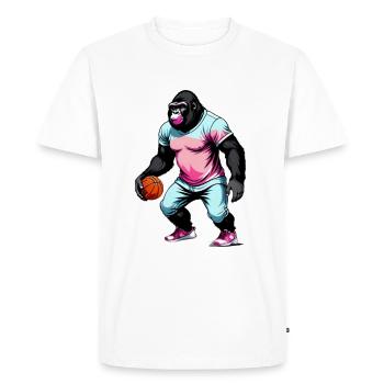 Gorilla Plays Basketball - Men's Premium Organic T-Shirt - white - Front - Nico (187cm)