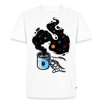 Astronaute - Main mug café espace - T-shirt Premium bio Homme - blanc - Devant - Nico (187cm)