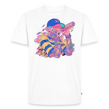 Batte Man tatouages le calme avant la tempête - T-shirt Premium bio Homme - blanc - Devant - Nico (187cm)