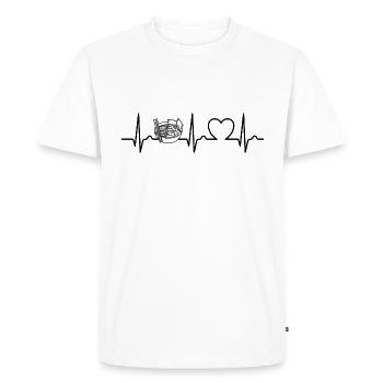 Courbe ECG - Courbe cardiaque - Pouls - Alimentation - Ramen - T-shirt Premium bio Homme - blanc - Devant - Nico (187cm)