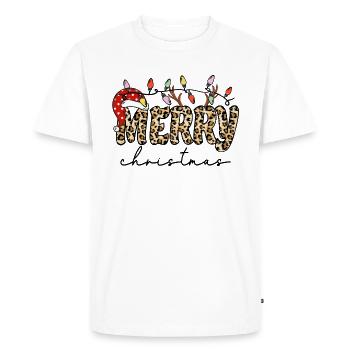 JOYEUX Noël, chapeau de père Noël - T-shirt Premium bio Homme - blanc - Devant - Nico (187cm)