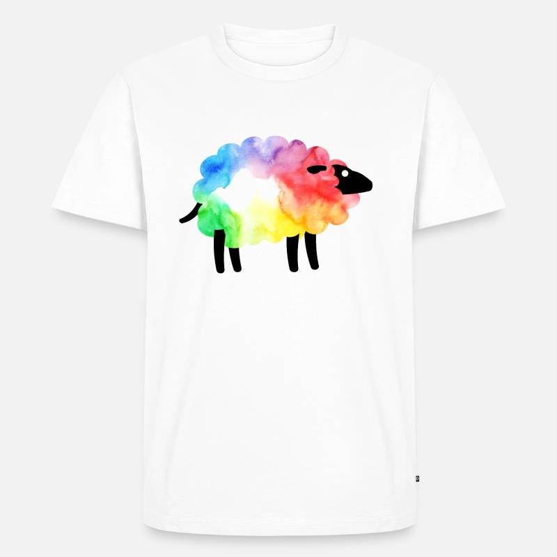 Regenbogen-Schaf - Männer Premium Bio T-Shirt - Weiß