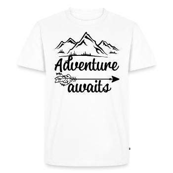 Adventure awaits. - Men's Premium Organic T-Shirt - white - Front - Nico (187cm)