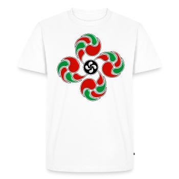 Symbole Basque, Lauburu n°2 - T-shirt Premium bio Homme - blanc - Devant - Nico (187cm)