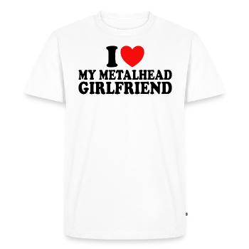 J'Adore Le Metal J'aime Ma Petite Amie Metalleuse - T-shirt Premium bio Homme - blanc - Devant - Nico (187cm)