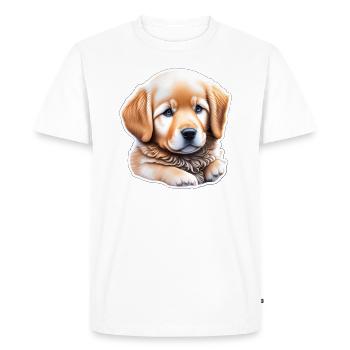 Cute cute golden retriever puppy - Men's Premium Organic T-Shirt - white - Front - Nico (187cm)