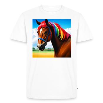 Couleurs de la vie - Cheval à la crinière colorée - T-shirt Premium bio Homme - blanc - Devant - Nico (187cm)