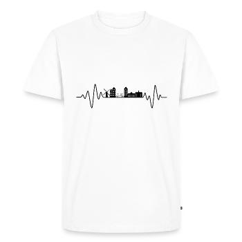 Amsterdam Heartbeat Skyline Amsterdam - T-shirt Premium bio Homme - blanc - Devant - Nico (187cm)