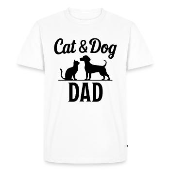 Cat and Dog Saying Funny Pet Gift - Men's Premium Organic T-Shirt - white - Front - Nico (187cm)