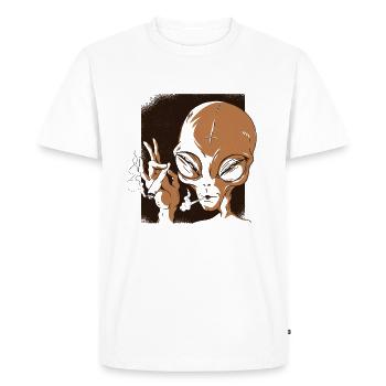The best grass is grown on Mars! - Men's Premium Organic T-Shirt - white - Front - Nico (187cm)