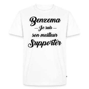 Benzema je suis son meilleur supporter - T-shirt Premium bio Homme - blanc - Devant - Nico (187cm)