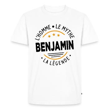 Benjamin L'Homme Le Mythe La Légende - T-shirt Premium bio Homme - blanc - Devant - Nico (187cm)