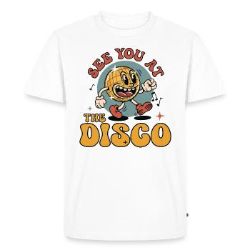 Rendez-vous à la discothèque - T-shirt Premium bio Homme - blanc - Devant - Nico (187cm)