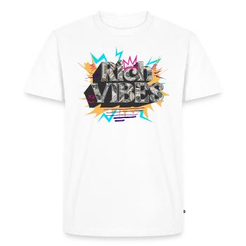 Rich Vibes Money-Themed Graphic - Men's Premium Organic T-Shirt - white - Front - Nico (187cm)
