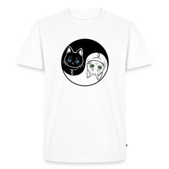 Chat noir & blanc Yin Yang mignon - T-shirt Premium bio Homme - blanc - Devant - Nico (187cm)