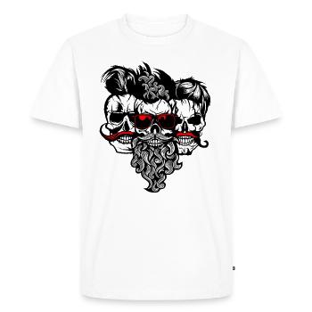 tete de mort hipster skull barbu barbe moustache l - T-shirt Premium bio Homme - blanc - Devant - Nico (187cm)