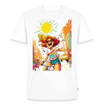 Happy summer in the city - Men's Premium Organic T-Shirt - white - Front - Nico (187cm)