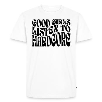 Filles Écoutent De La Hardcore Techno - T-shirt Premium bio Homme - blanc - Devant - Nico (187cm)