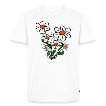 marguerites, marguerites, vrille florale, fleur, fleurie - T-shirt Premium bio Homme - blanc - Devant - Nico (187cm)